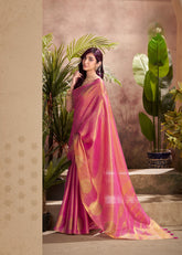 India Silk Pink Tissue Silk Sarees Offer A Perfect Blend Of Tradition And Elegance Crafted From Fine Tissue Silk